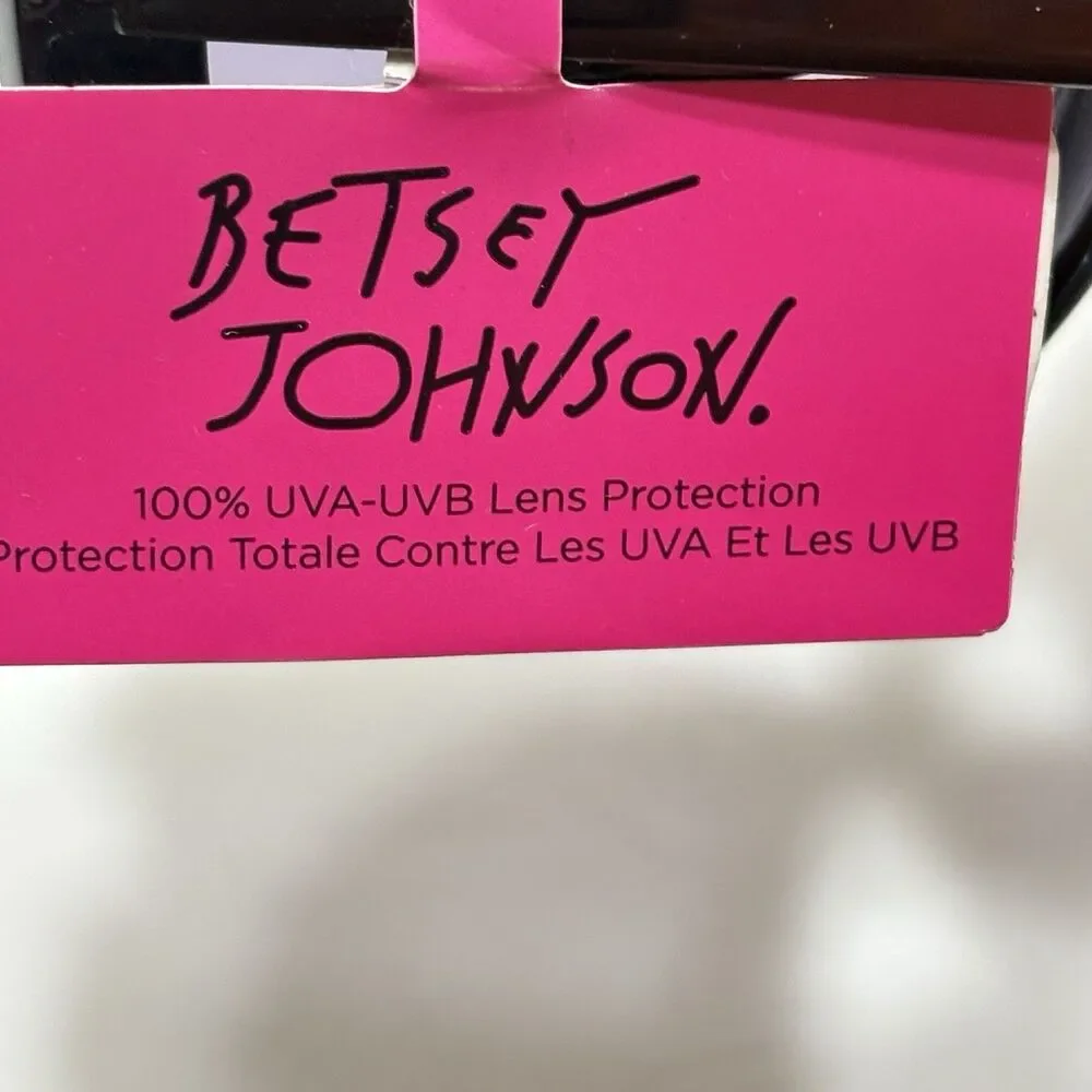 Betsey Johnson Black Floral Jewel Sunglasses Oversized Round UV 400 NWT Acetate